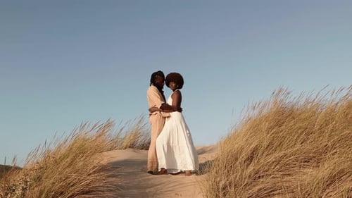 Dune Romance Loving Embrace in Desert Oasis