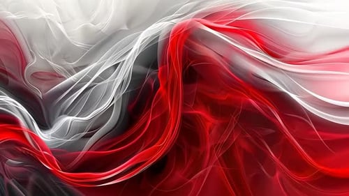 Abstraktes fließendes Stoffdesign in Rot, Weiß und Schwarz