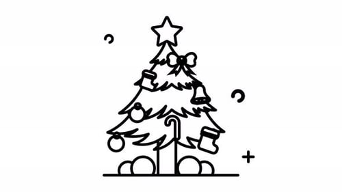 Xmas tree sign line animated icon. Motion graphic animation winter themed