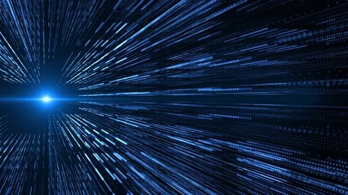 Futuristic Blue Data Stream Digital Tunnel Background