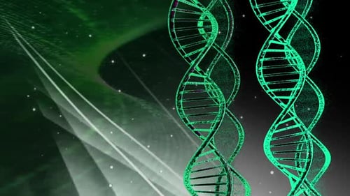 Rotating DNA Strands in Futuristic Science Animation