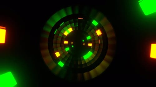 Orange And Green Neon Shimmer Spherical Tunnel Background Vj Loop In 4K