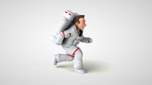 Animated 3D Cartoon Astronaut Character Running Seamless Loop