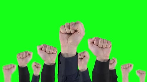 Crowd of riot Protest Fist raised in the air men clenched Fist
4k UHD