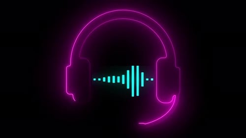 Glowing Neon Headphones with Animated Audio Equalizer and Mic