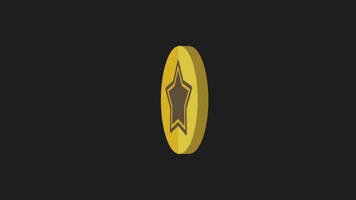 Rotating Gold Star Badge Coin Animation