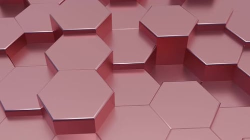Vidéo de fond hexagonale, abstrait rose clair métallique géométrique hexagonal 4k en boucle
