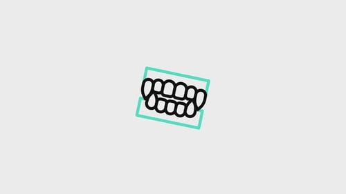 Halloween Vampire Fangs Line Icon Reveal Animation