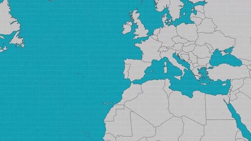 Animated World Map Country Highlight with Text Labels