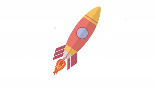 Flat Design Rocket Launch Animation