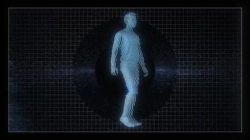 Digitaler Bildschirm mit laufender menschlicher Figur