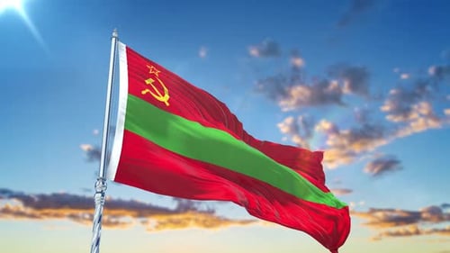 Realistic 3D Transnistria Flag Waving