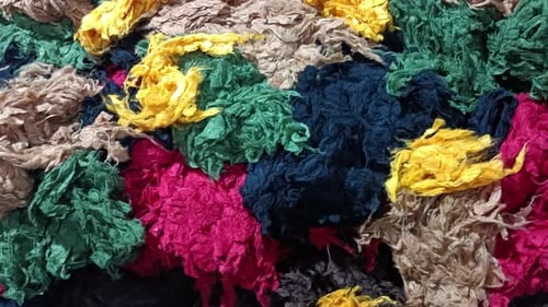 Abstract Texture of Colorful Shredded Fabric