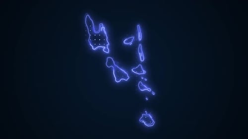 Neonblauer Vanuatu-Kartenrand, Umriss-Schleifenhintergrund