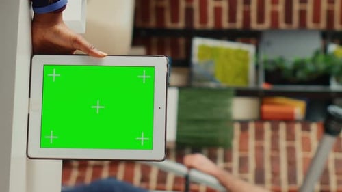 Tablet Green Screen Display in Home Setting