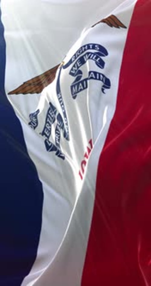 Iowa State Flag Waving with Realistic Fabric Motion