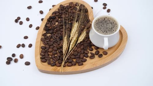 Coffee beans forming heart shaped