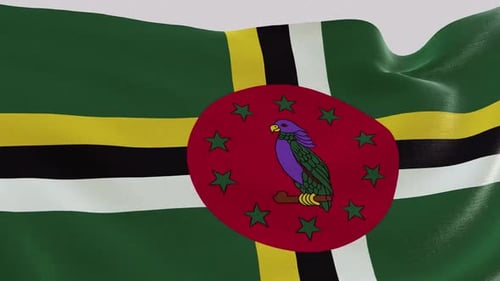 Dominica National Flag Waving in Wind