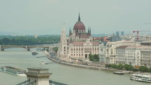 Budapest City and Hungarian Parliament Building on Danube