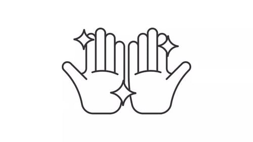 Animated Sparkling Hands Icon for Cleanliness and Hygiene