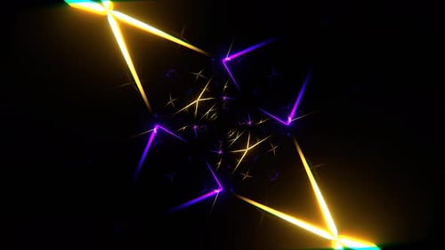 Purple And Yellow Neons Moving Mirror Tunnel Background Vj Loop In 4K