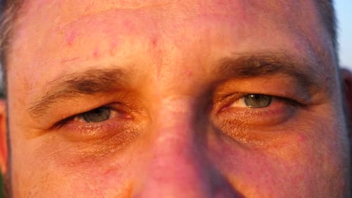 Extreme Close Up of Man's Face in Golden Hour