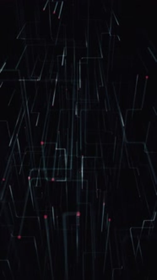 Vertical Video - 3D Circuit Board Data Stream Technology Background
