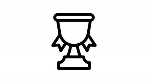 Animated Outline Trophy Icon with Fill Effect