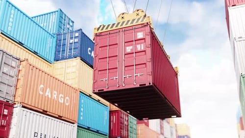 Cargo Containers in a Port Freight Shipping Import and Export Logistics and Transportation