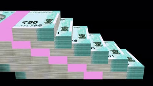 Animation 3D des billets de banque indiens de 50 roupies
