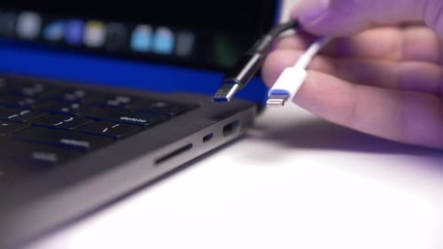 Close Up of Laptop Charger With Dual Connector