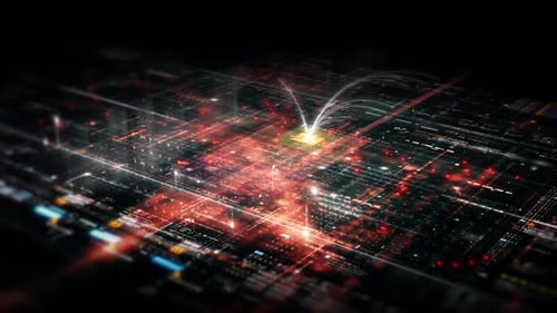 Futuristic Data Matrix Simulation HUD Screen