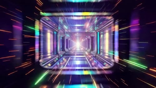 Abstrakte futuristische Neontunnel-Bewegungsgrafik mit leuchtenden