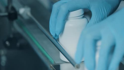 Medicine Bottle Capping on Conveyor Belt