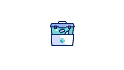 Animated Medical First Aid Kit Icon in Flat Design Style