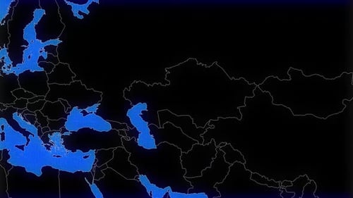 Futuristic Digital World Map with Country Zoom and Highlight