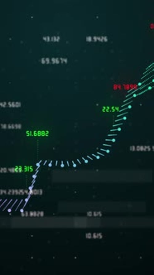 Financial Data Chart Vertical Front View Trading Background Animation