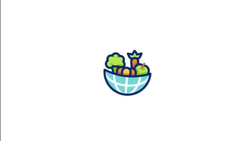 Animated Flat Design Healthy Food Globe Icon