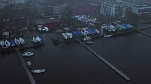 Boat Dock Scene Marina with Boats and Activity Busy Waterfront Showing Ships and Maintenance