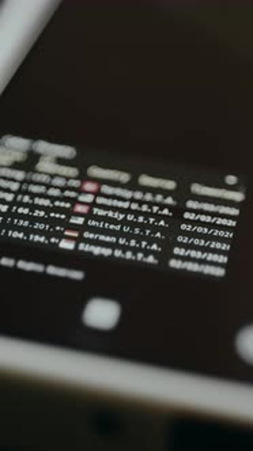 Smartphone Screen Showing IP Address and Location Data