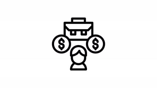 Animated Flat Icon: Person, Money, and Briefcase Business Concept