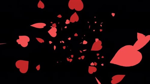Animated Flat Design Red Hearts Flying Upwards Overlay