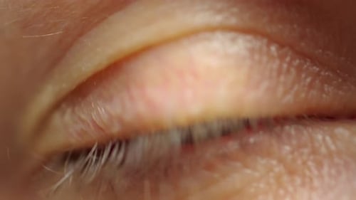 Extreme Close Up of Woman Blinking Beautiful Eye with Green Iris Slow Motion