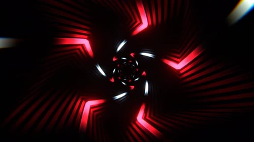 Red And White Hypnotic Spiral Neon Tunnel Background Vj Loop I 4K