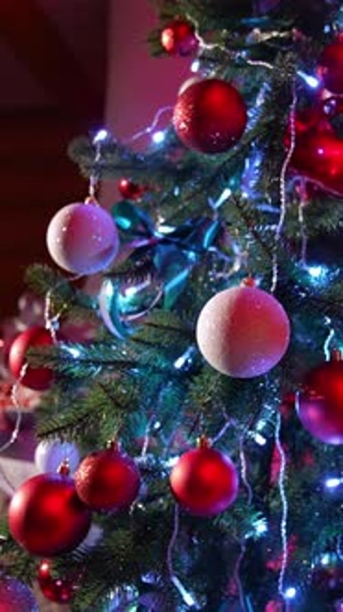 Christmas Tree with Ornaments and Lights