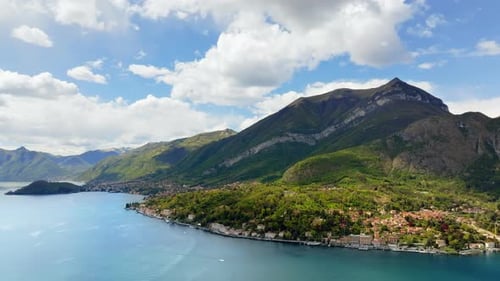 Aerial view of the village Bellagio near Lake Como, Italy