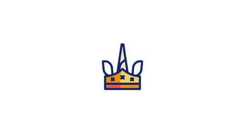 Animated Flat Design Crown Icon Reveal