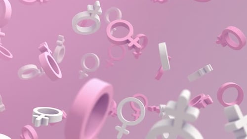 Falling Female Gender Symbols Loop Animation