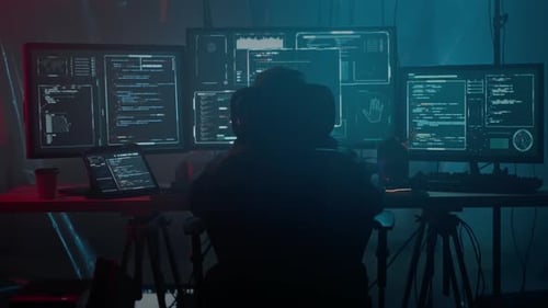 Personne anonyme utilisant un système informatique pour une attaque de pirates informatiques
