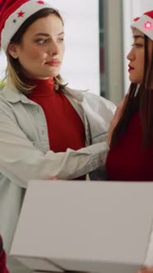 Vertical Video Worker Leaving Xmas Office Fired